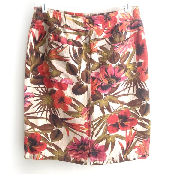 Chico's Linen-Blend Floral Skirt - Picture 2 of 10
